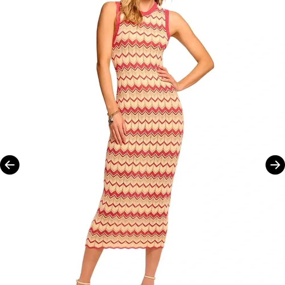 Ramy Brook is Chevron Knit Dress with Pink Accents - Picture 3 of 4